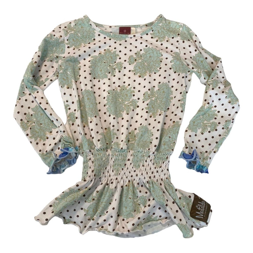 Matilda Jane Character Counts Aster Elaina Dot Floral Top size 4